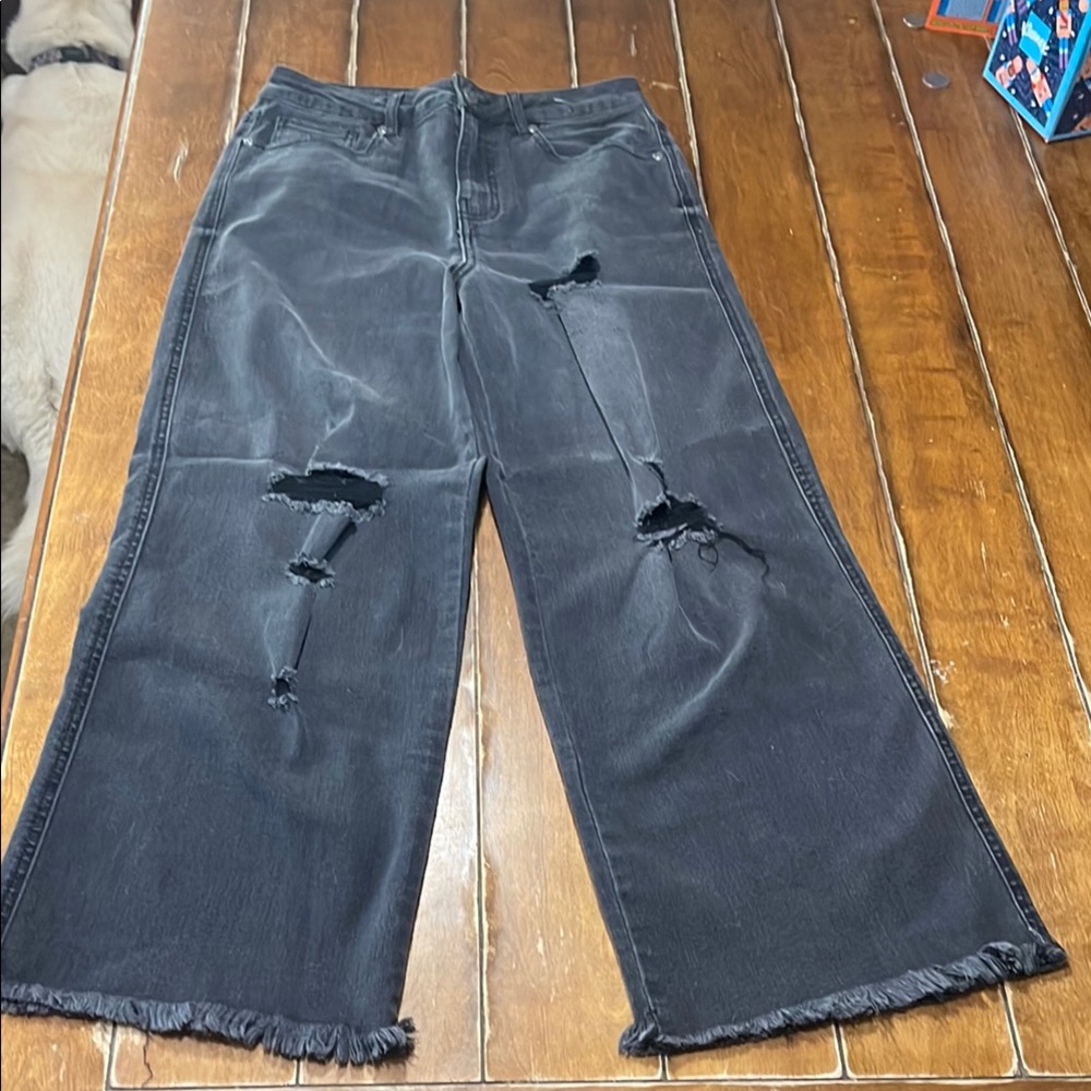 Harper Heritage Black Denim Jeans- fringe - distressing -size 28